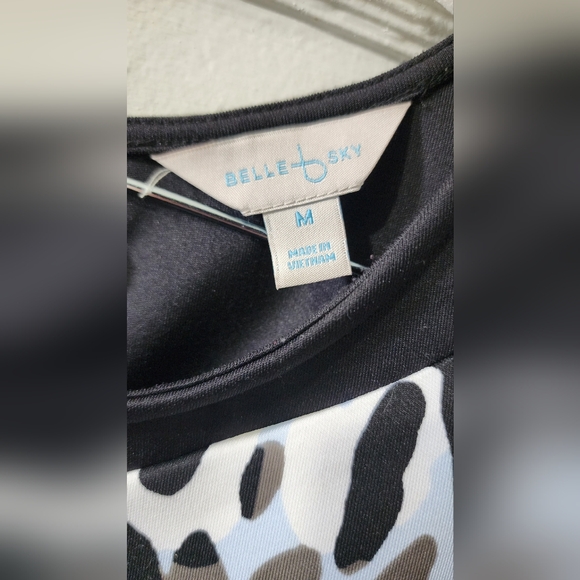 Black and White Asymmetrical Sheath Dress Cocktail - Picture 2 of 3